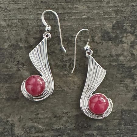 Winged Rhodonite Earrings