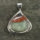 Iceberg Green Labradorite & Tanzanian Red Sunstone Pendant 