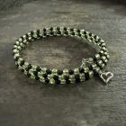 Black Spinel & Peridot Coil Bracelet with Silver Open Heart Charm